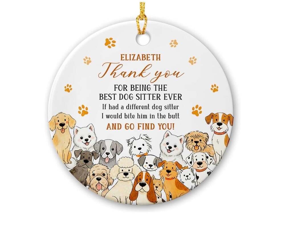 Personalized Dog Sitter Ceramic Christmas Ornament